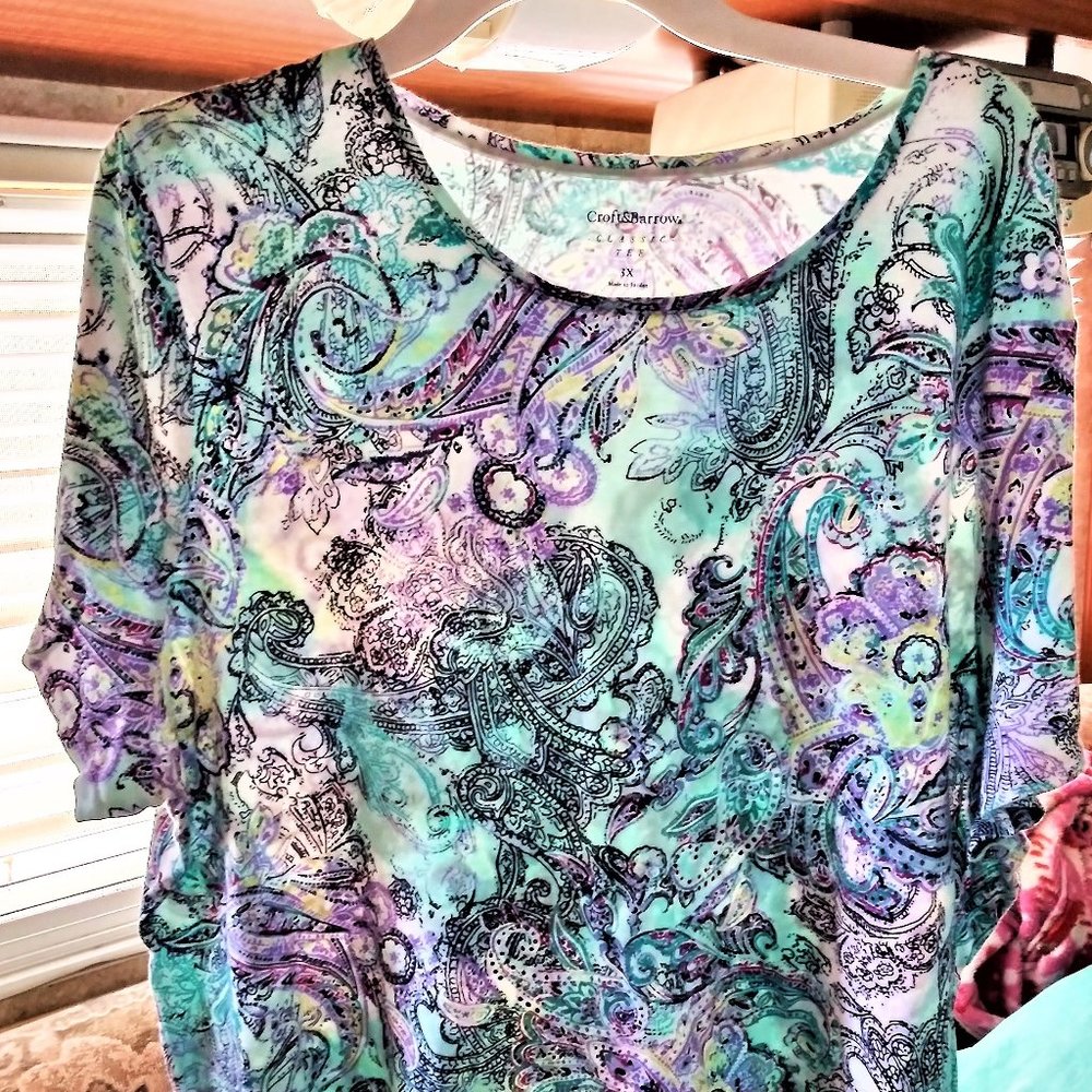 BRAND NEW CROFT & BARROW CLASSIC TEE 3X PRINT